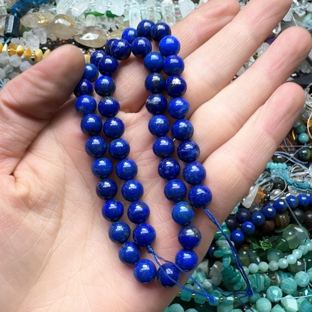 玛瑙/玉髓合金珠宝半成品一条8mm青金石