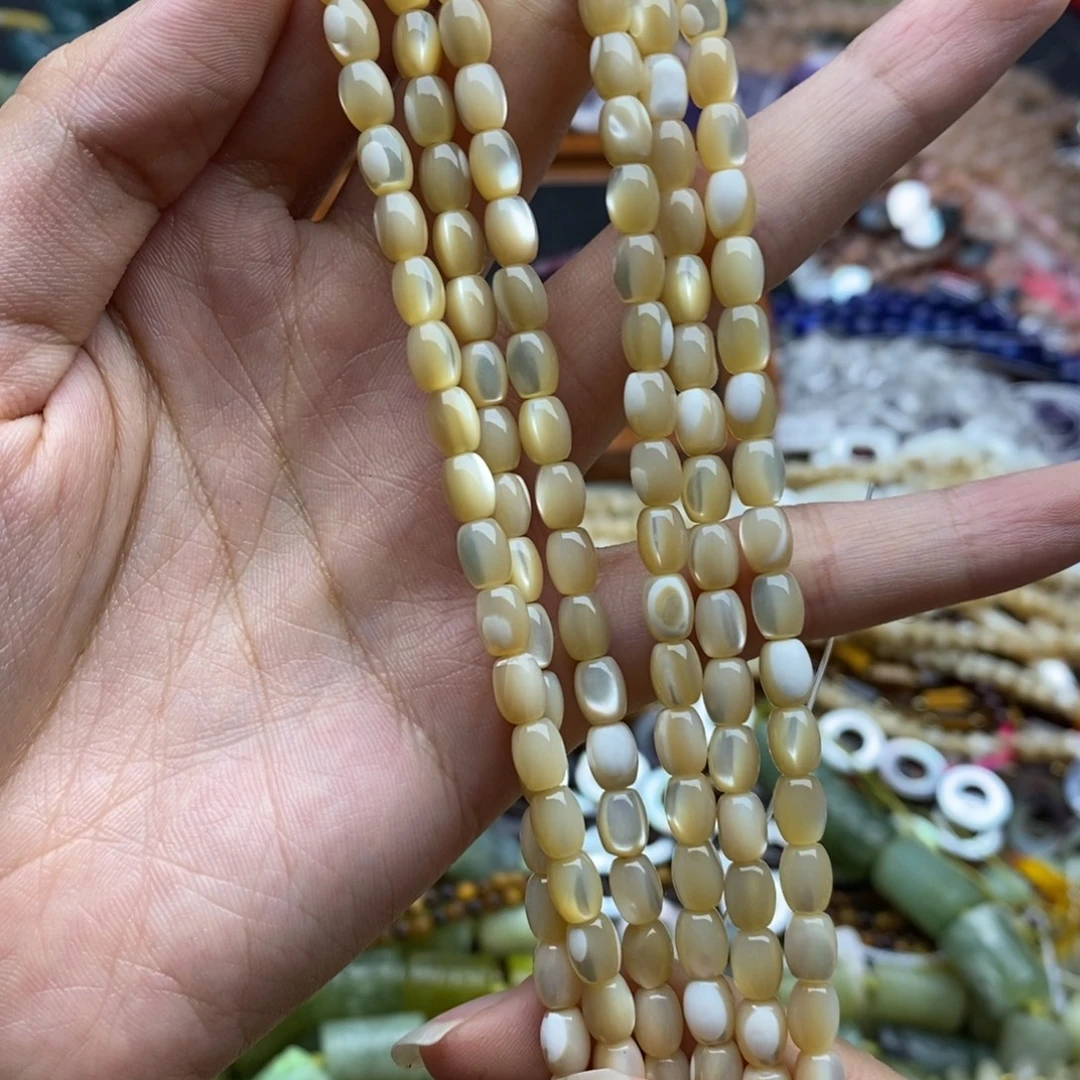 未镶嵌玛瑙/玉髓珠宝半成品一条纯天然老鱼骨桶珠5×6mm