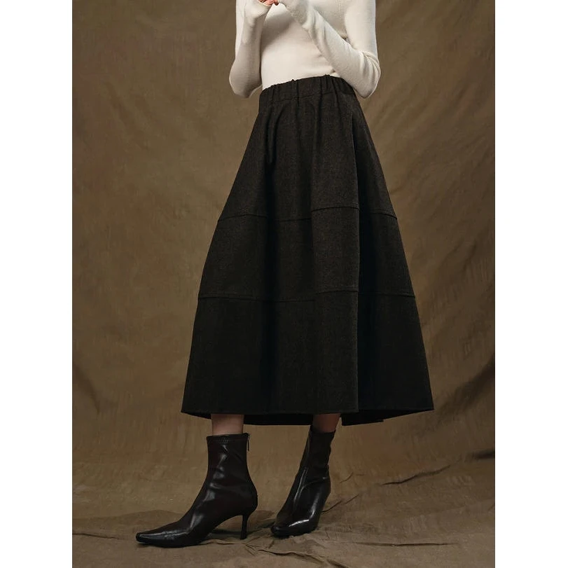 【双11好物】赫本风松紧腰半身裙女秋季宽松遮肉显瘦气质百搭伞裙子