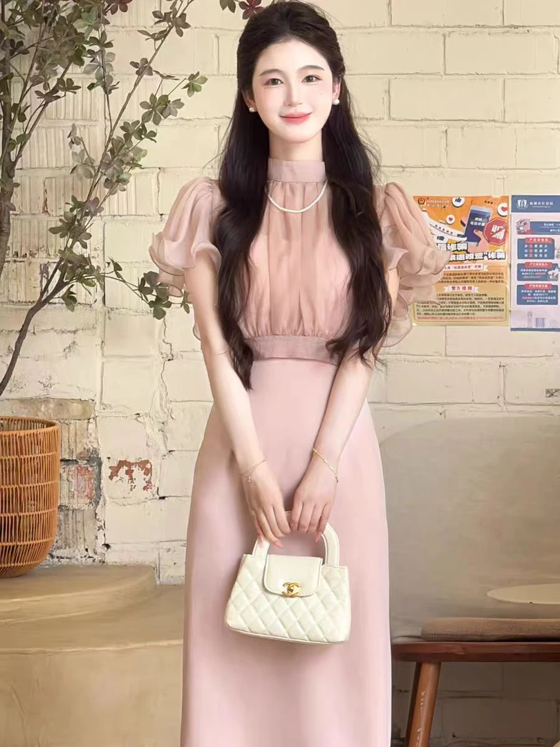 现566-8#韩系性感甜妹风夏季新款气质显瘦设计感粉色套装女