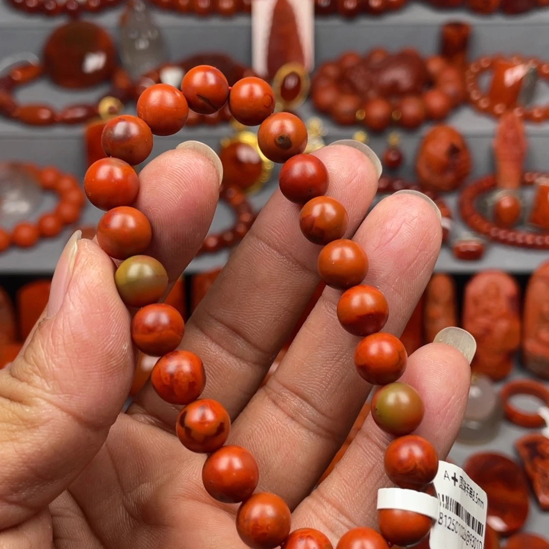 南红玛瑙未镶嵌珠宝奇石单圈8