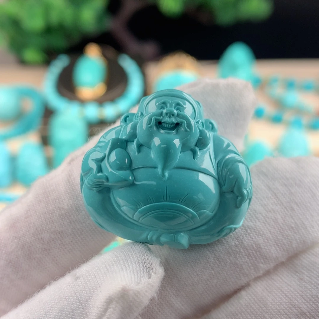 【闪购商品】绿松石财神吊坠项链未镶嵌