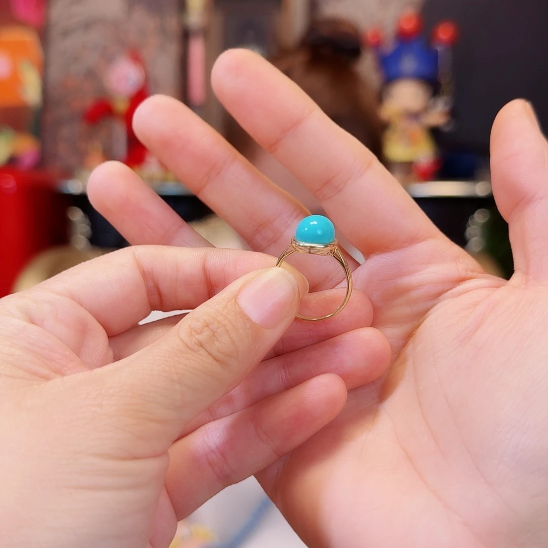 九***月绿松石18K金镶嵌戒指