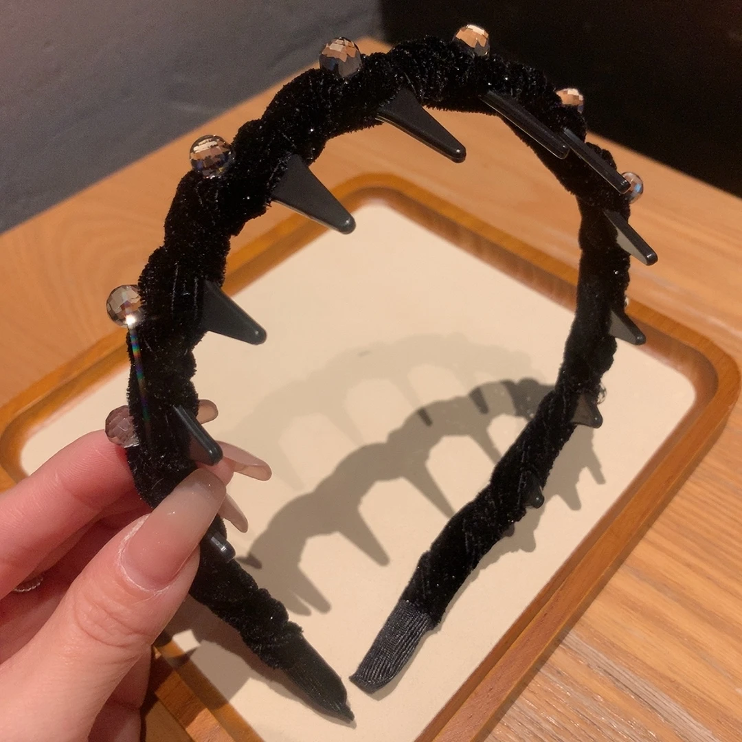 黑色波浪发箍女秋冬新款高颅顶