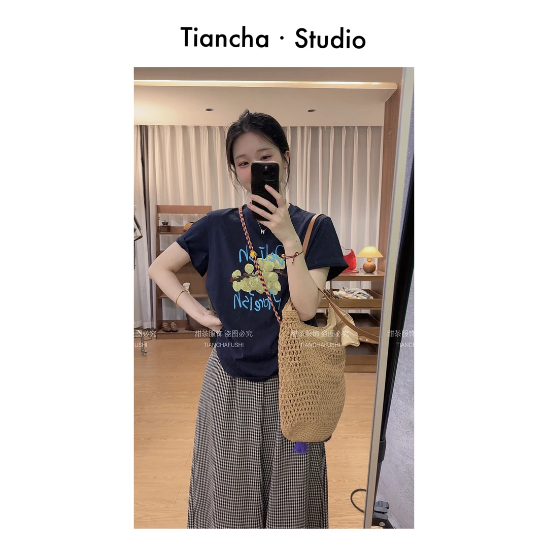 sweet c【葡萄】AA003 #2025夏季正肩T恤女韩风气质舒适百搭上衣