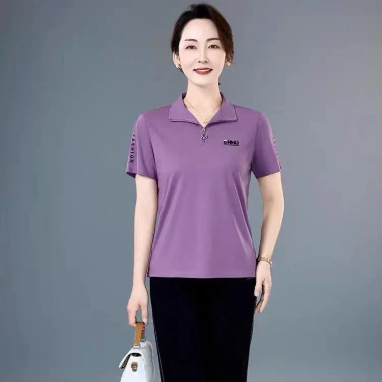 2025#夏季冰感休闲气质翻领爆款短袖T恤（L~5XL  90~165斤）