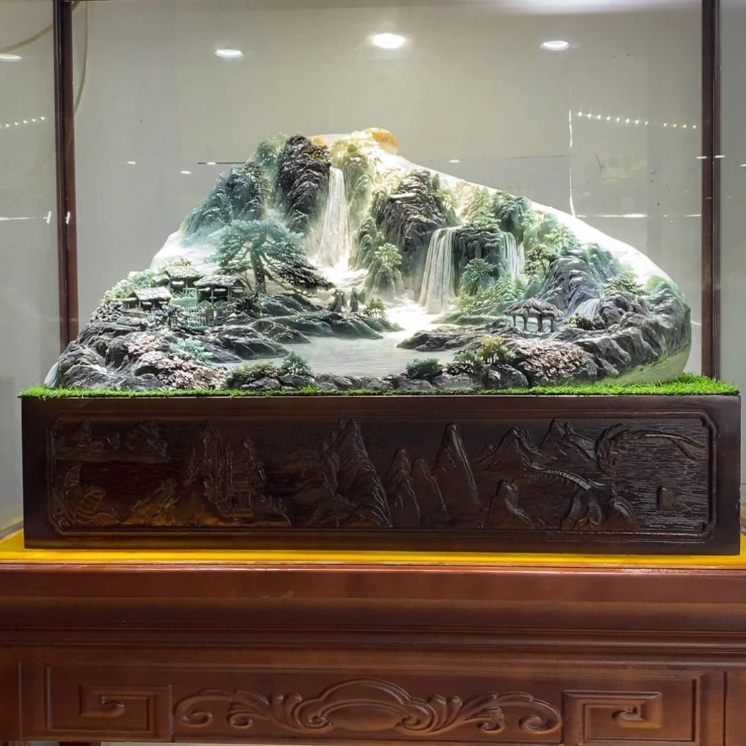 去***星玉意境山水手工雕刻
