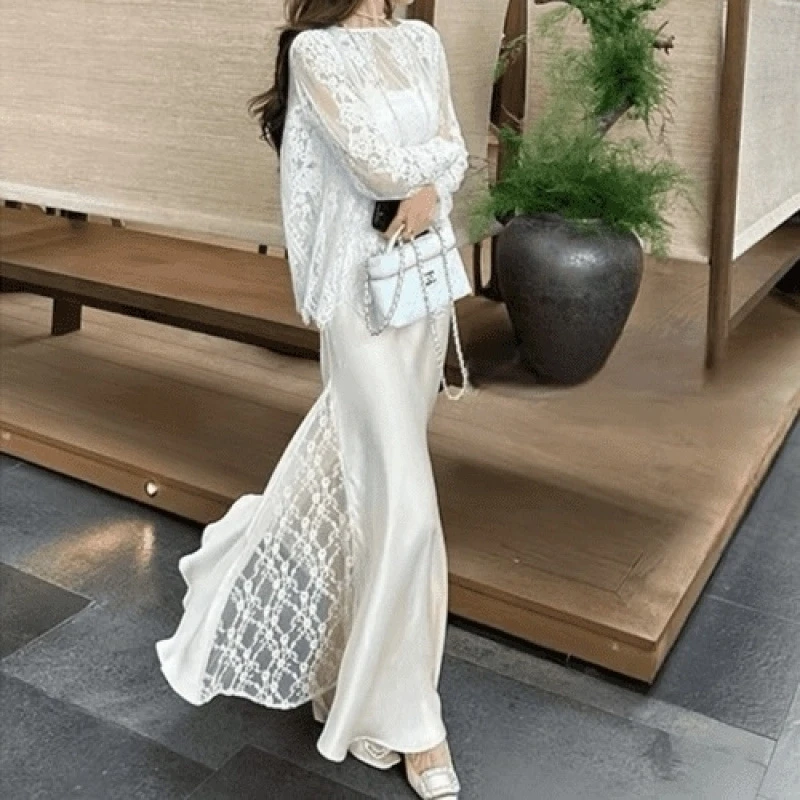 时尚法式蕾丝套装显瘦长裙气质女装早春御姐轻熟风穿搭2025高级感