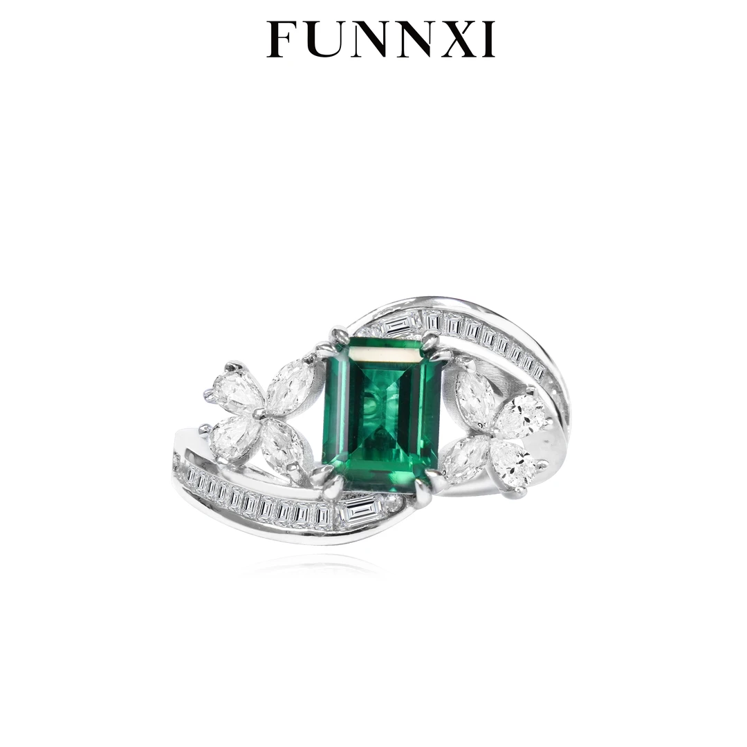 FUNNXI 925银合成锆石戒指 【lily 】个性轻奢高级时尚宴会精致戒指
