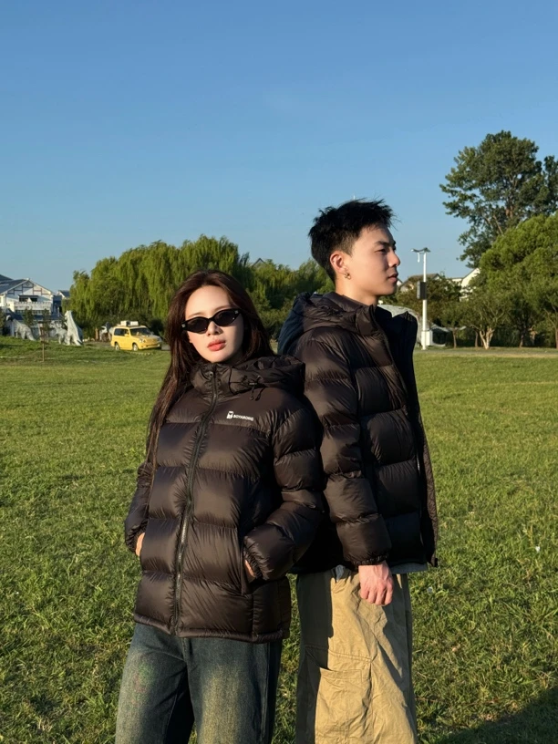 【700蓬】【支持测评】95%白鸭绒加厚短款可脱卸帽情侣款羽绒服女男士