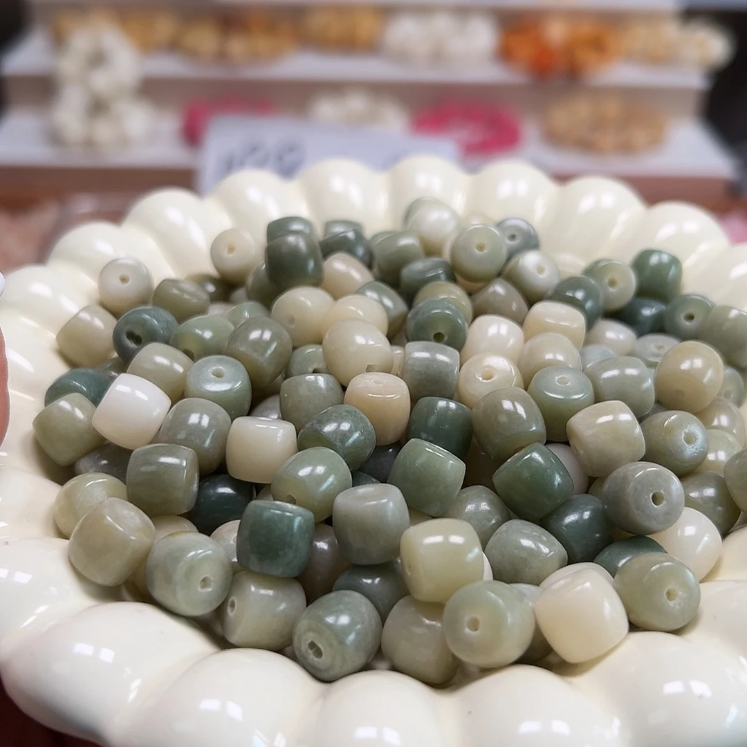 手串菩提根/象牙果微瑕卡10雪花绿直切200颗
