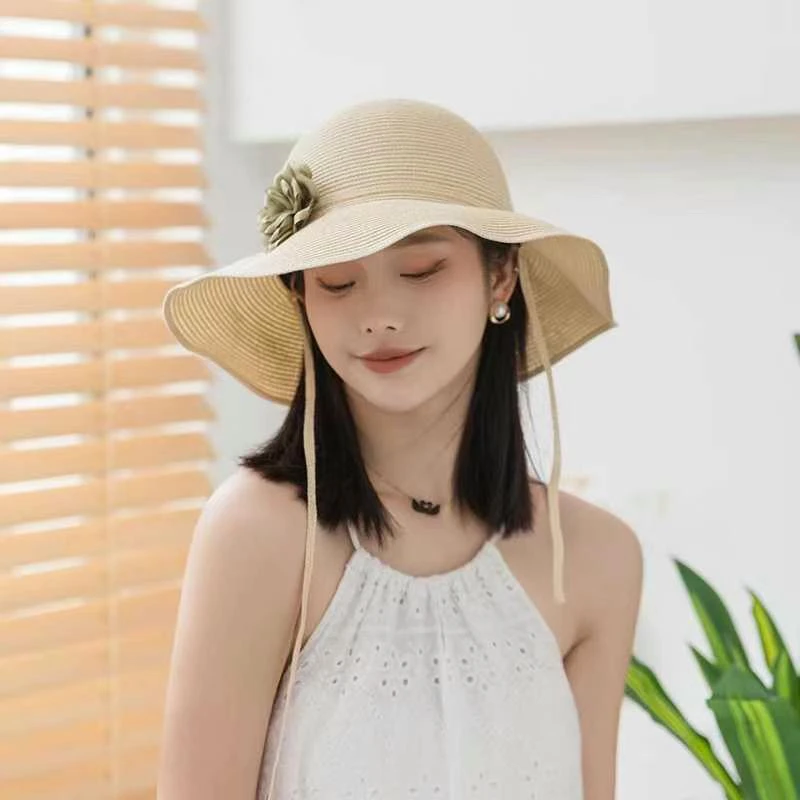 高端品质草帽女2025春夏新款法式优雅遮阳帽出游海边沙滩渔夫帽