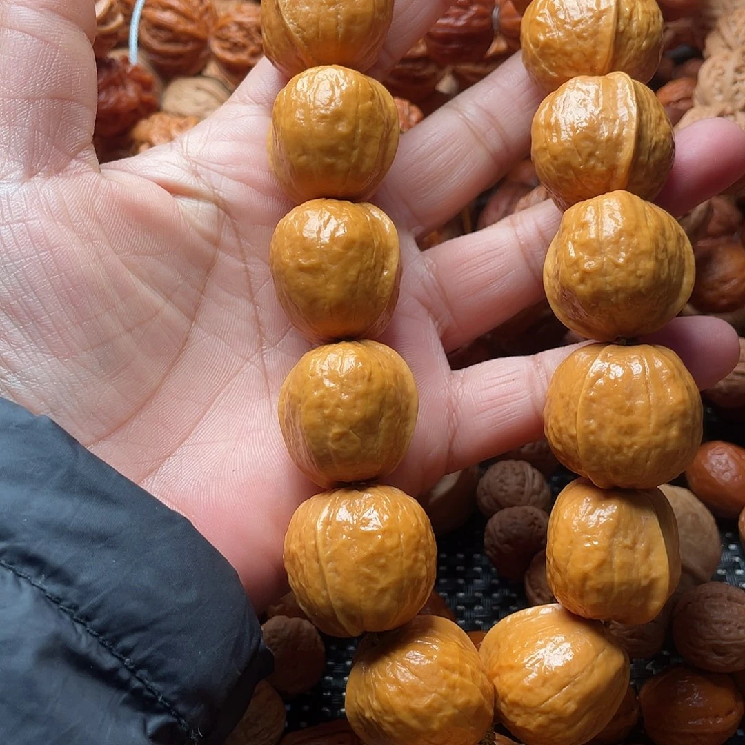 老***金文玩核桃手串木鱼元宝