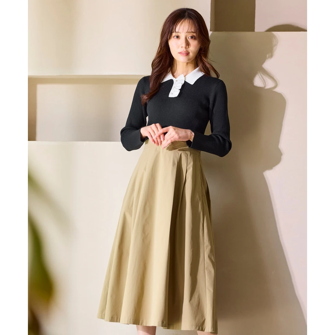 【Montendre】秋冬新款 F 百搭拼接中高腰时尚设计气质休闲连衣裙