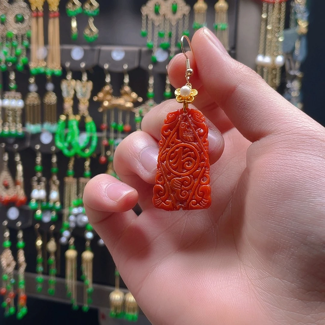 翡翠耳饰合金翡翠一个