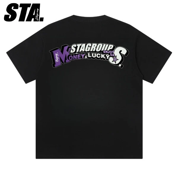 STA X MEDM联名款短袖纯棉重磅T恤撞色字母设计夏季情侣宽松半袖