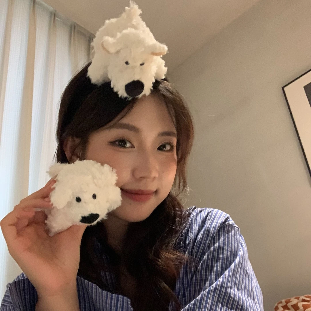 元气满满杨幂同款ins风立体西高地小狗少女心发夹毛绒感可爱