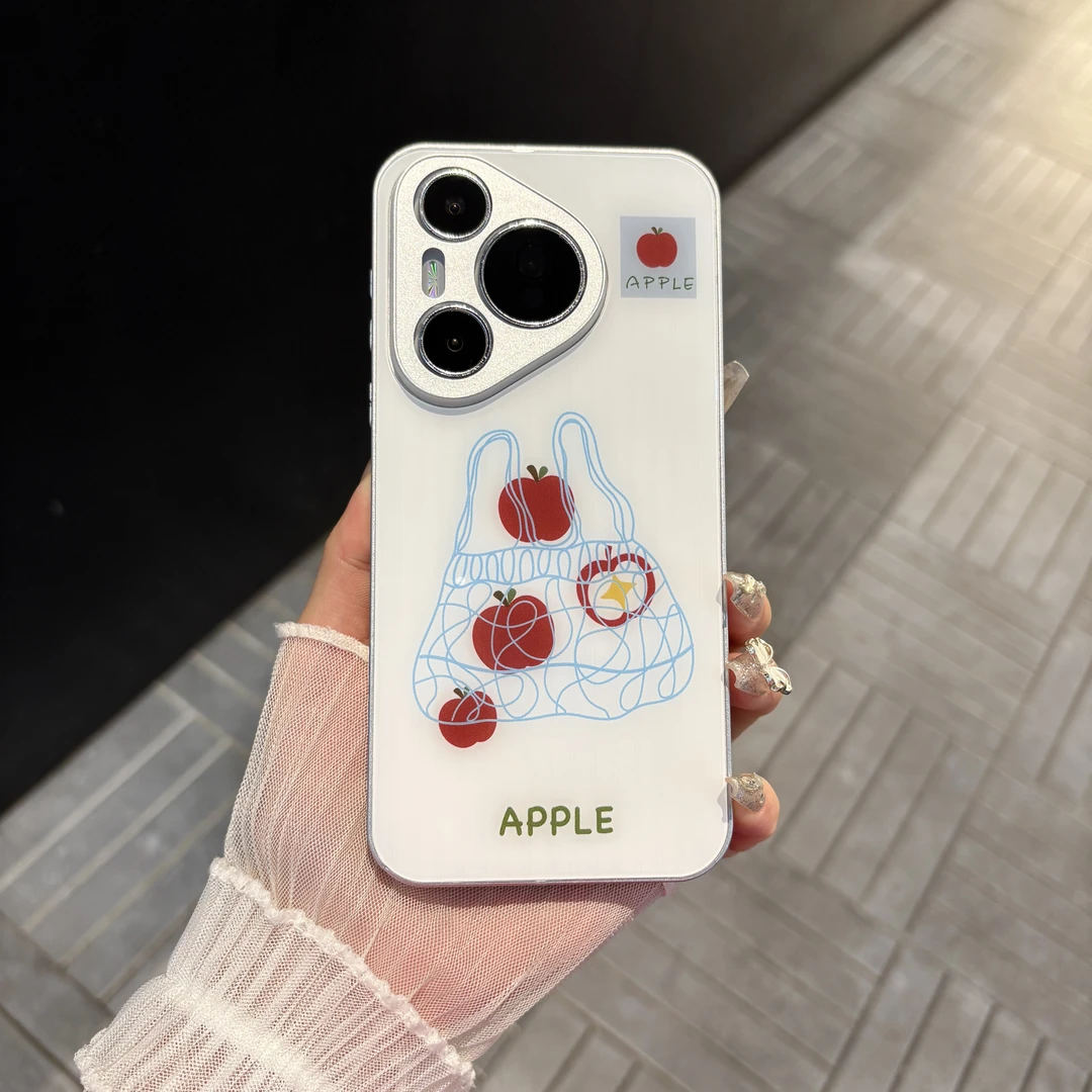 苹果/华为/oppo/vivo/小米 ins袋装苹果适用pura70肤感玻璃手机壳