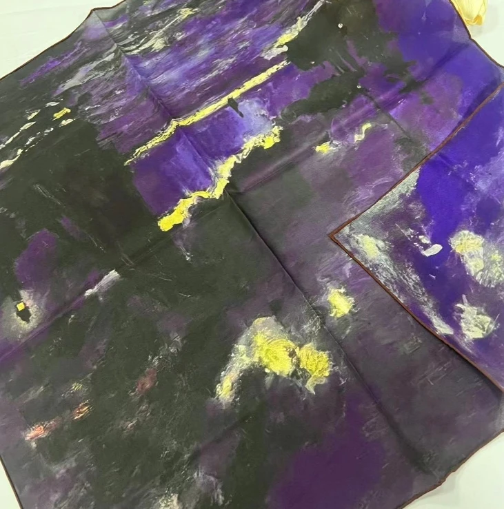 rx 70薯莨双绉方巾-灯塔海岸 65cm丝巾