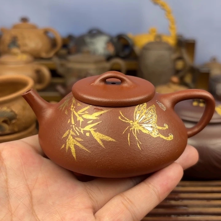 茶壶紫砂石瓢原矿朱泥大红袍100c