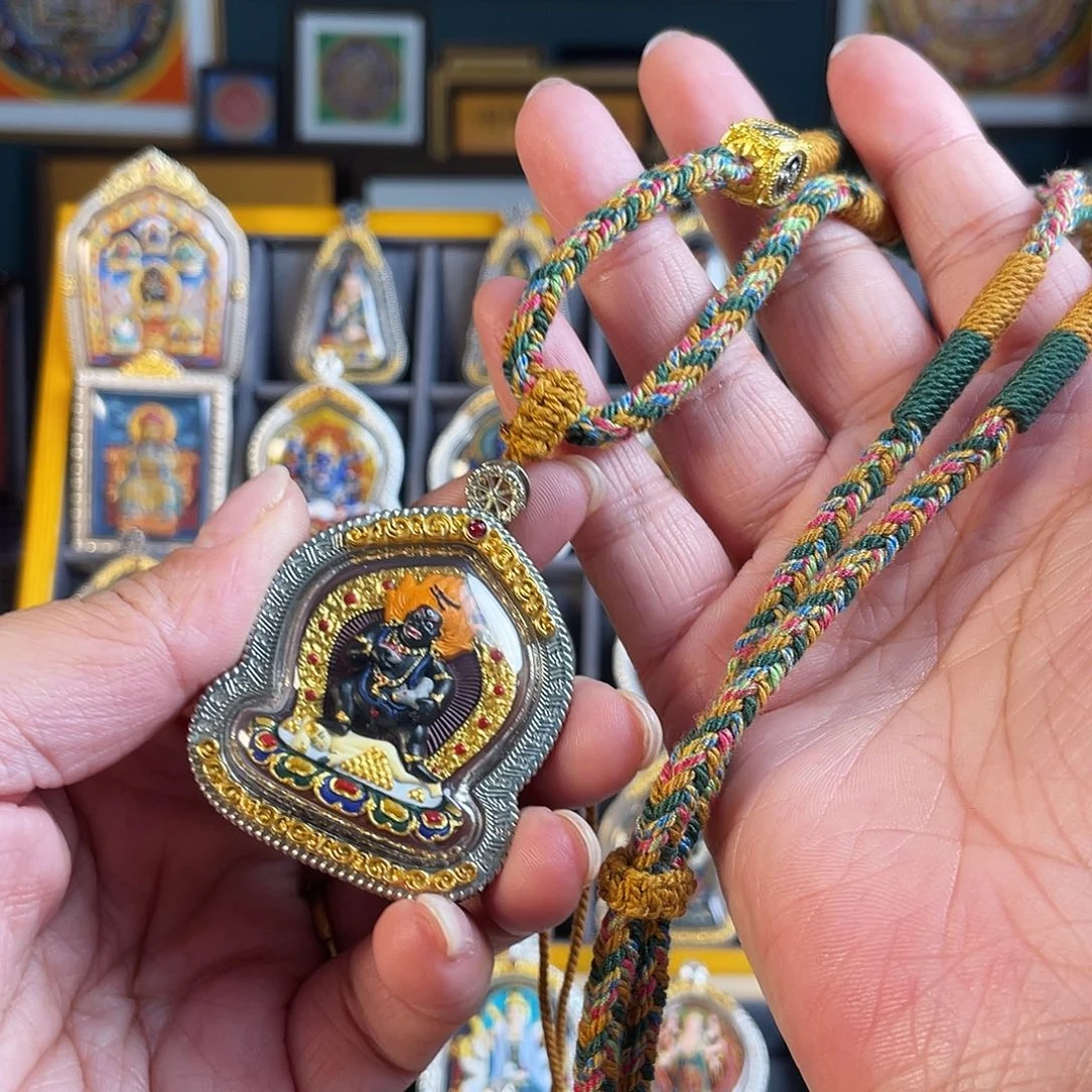 黑财热贡手绘擦擦藏银壳➕绳