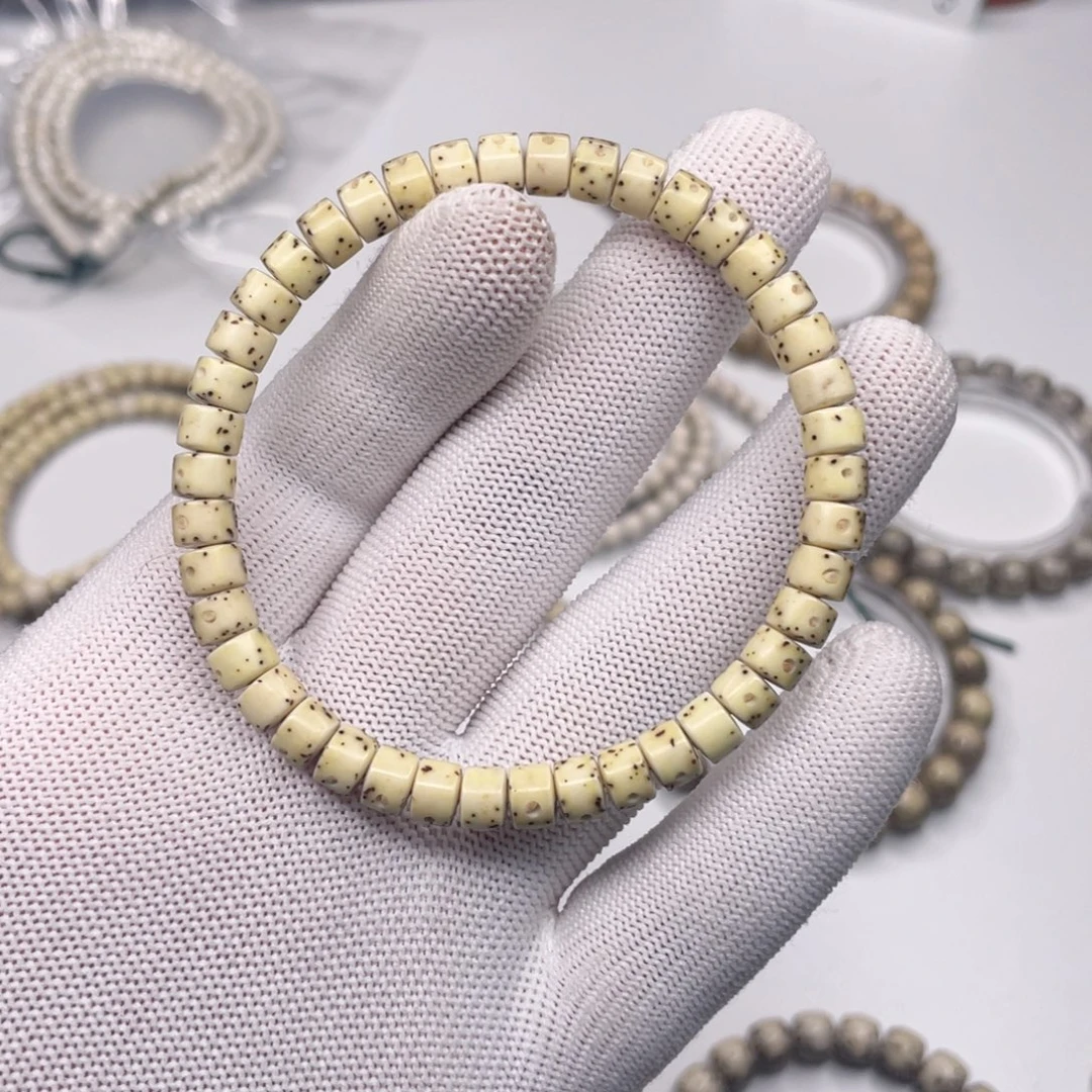 星月菩提手串石玉料骨瓷白药片6.5厚切