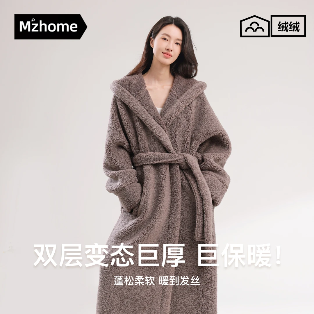 睡袍女士秋冬季2025新款加绒加厚珊瑚绒长款巨保暖浴袍家居服睡衣