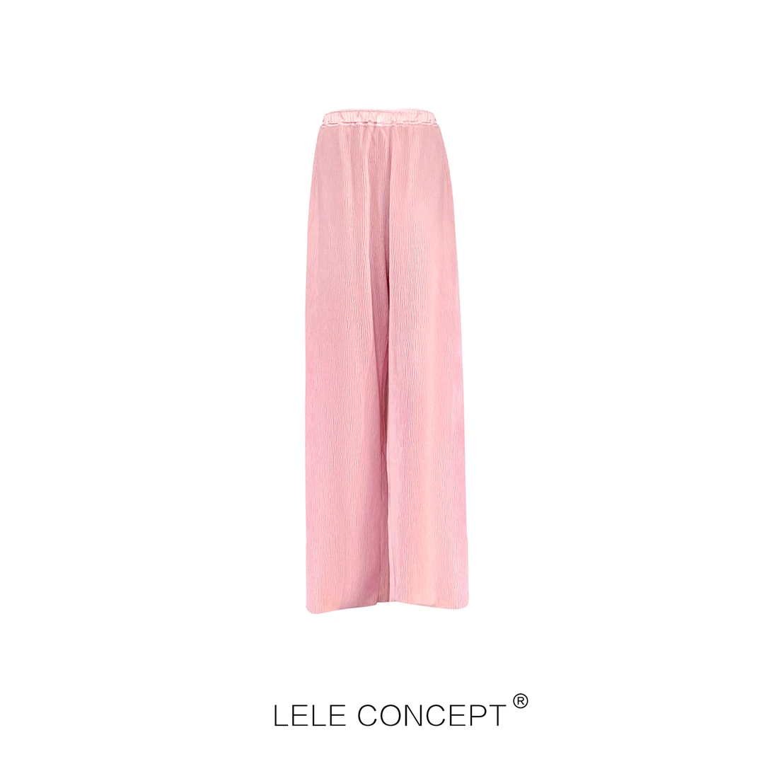 LELE CONCEPT｜「夭夭」 都市百搭时装舒适高级感褶皱阔腿裤K0181