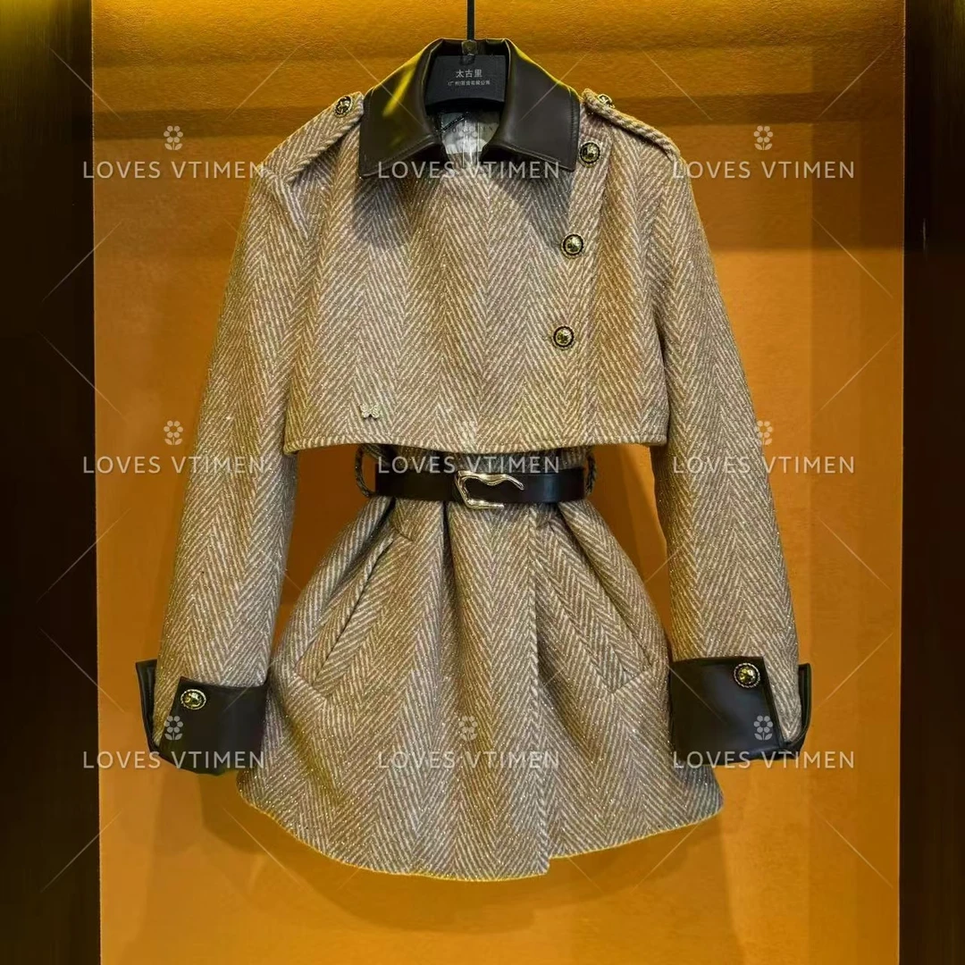 【vivian】羽绒白鸭绒设计师时尚轻奢气质经典风衣LOVES-A1531