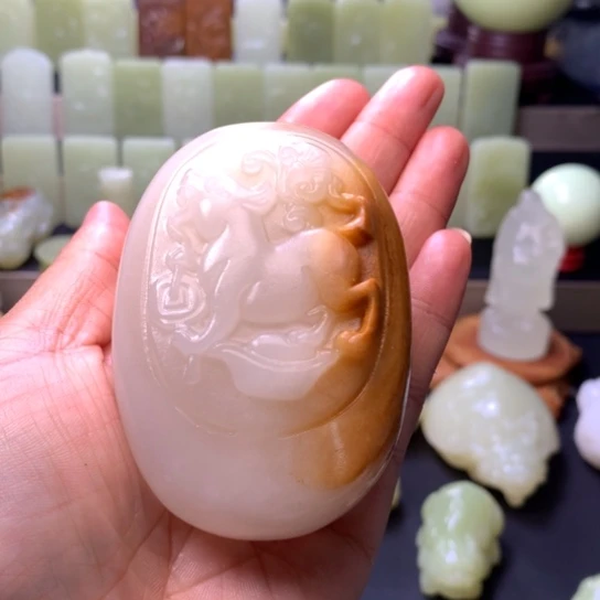 石材方解石手把件