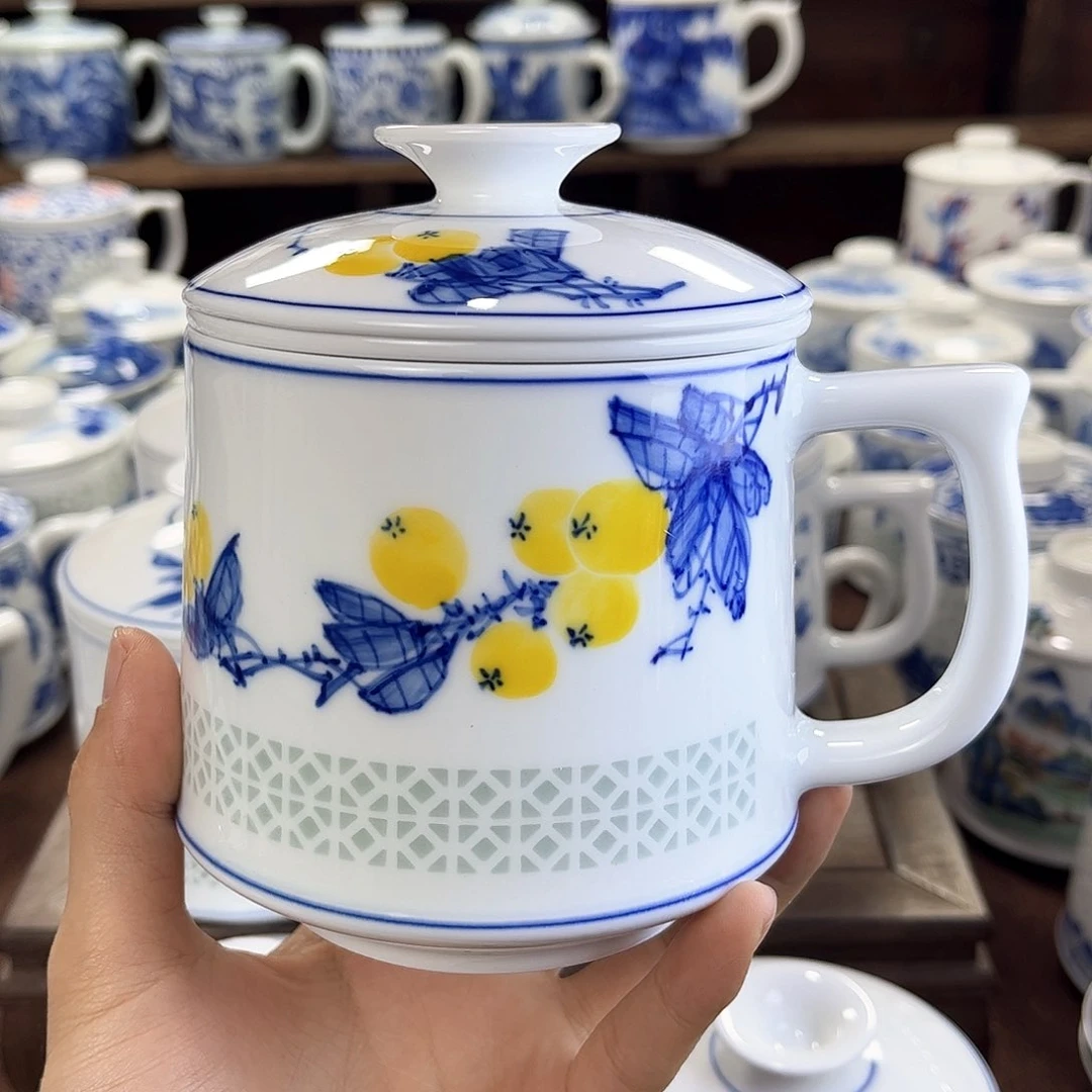 中****继景德镇陶瓷马克杯带盖