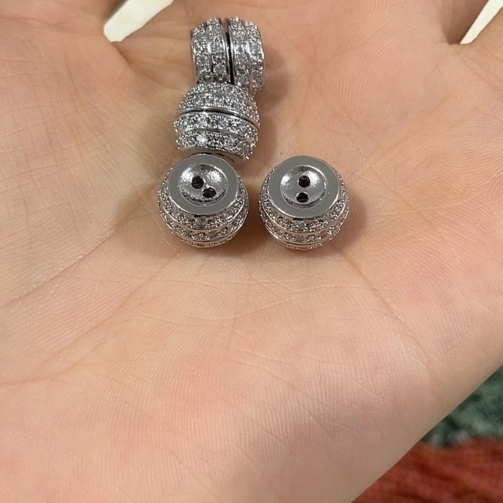 玛瑙/玉髓合金珠宝半成品一个银色满钻螺丝扣