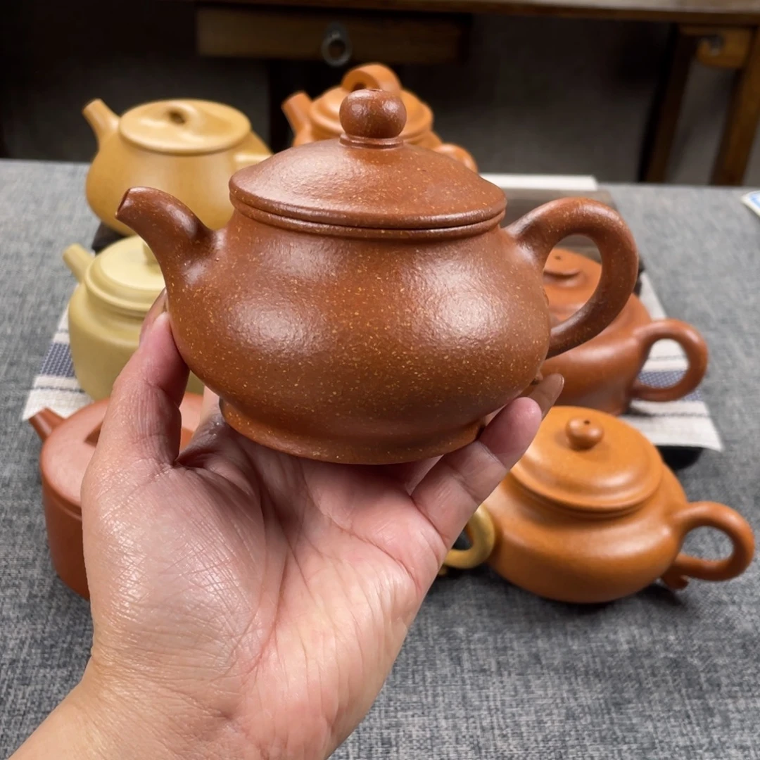 紫砂茶壶红降坡潘壶全手16目220手工泥