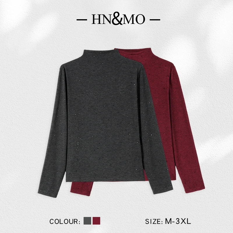 韩穆KA32519半高领万能打底衫女士内搭长袖百搭外穿秋季时尚上衣