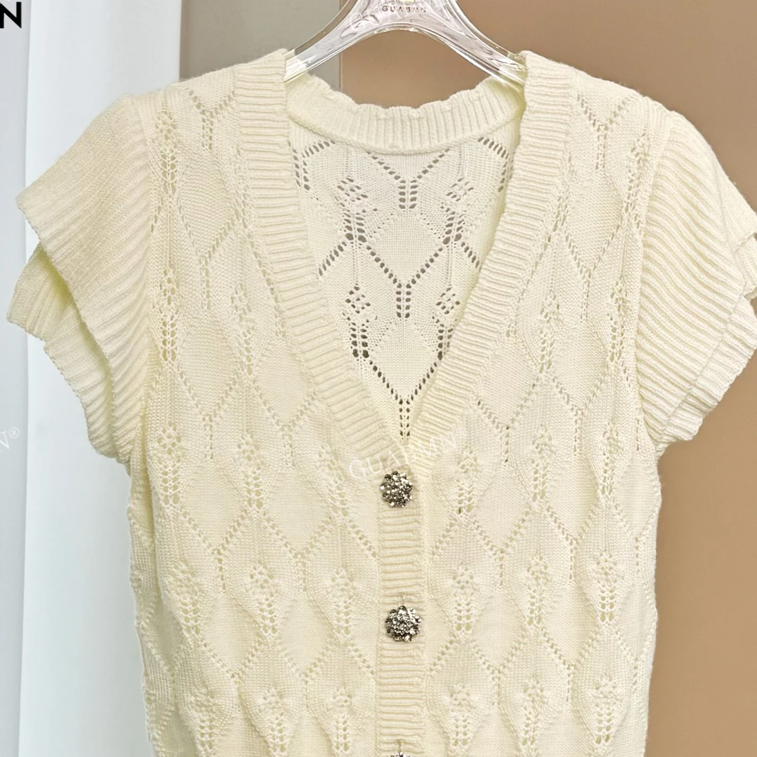 GUABMN2025夏季新款镂空开衫薄款短袖上衣3966
