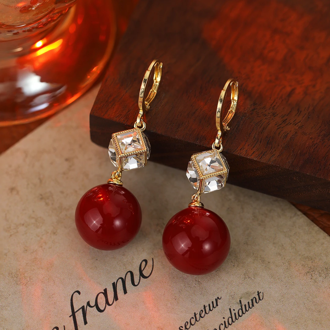 铜合金仿珍珠耳饰 月光之城珠子时尚百搭轻奢耳环H096