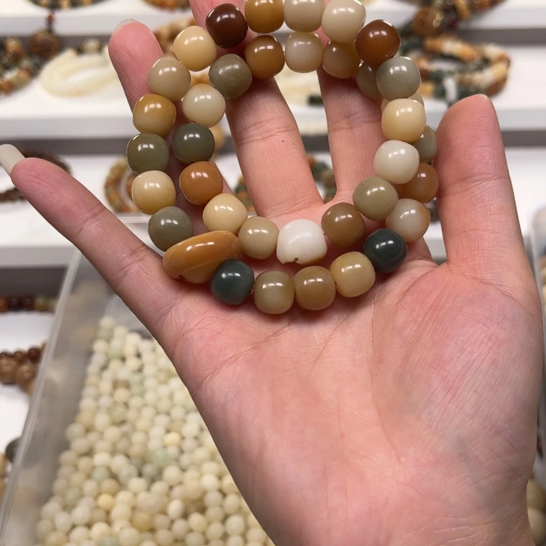 吊坠白玉菩提福利多宝桶珠双圈一条卡11
