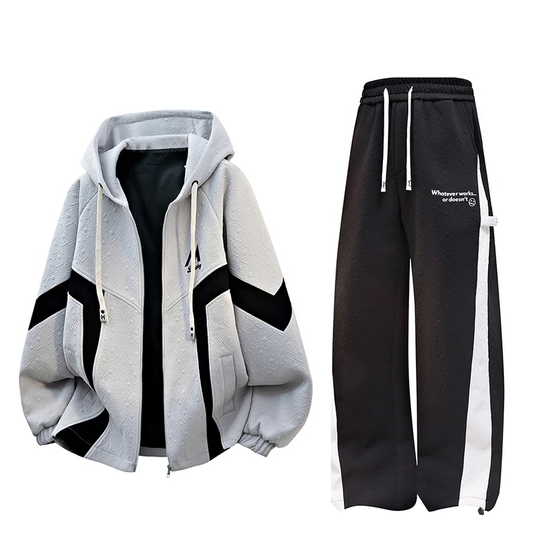 青少年秋季连帽夹克外套男孩潮流套装初高中学生帅气搭配一套秋装