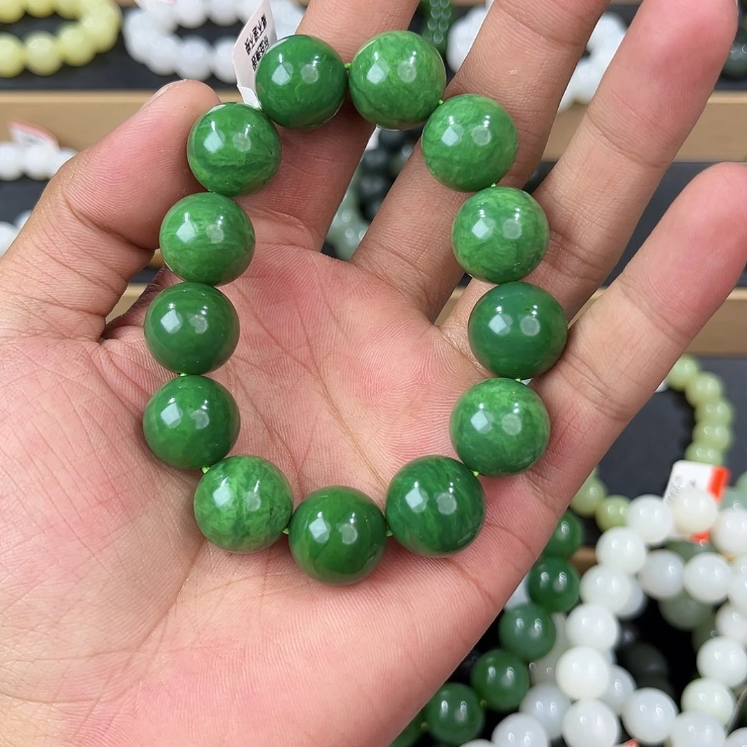 手串未镶嵌和田玉纯天然俄罗斯碧玉五号矿琉璃翠16mm