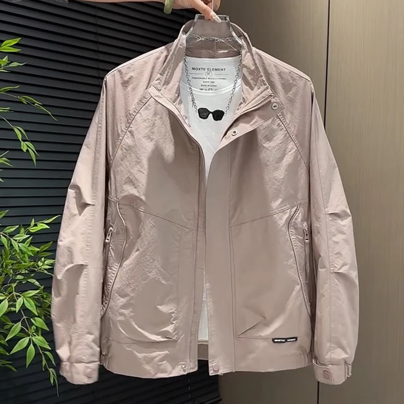 男生痞帅外套春装2025新款都市时尚青年立领夹克韩版帅气衣服宽松