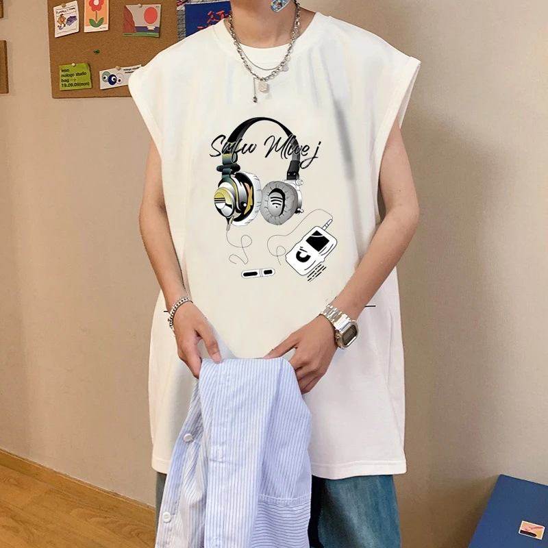 夏季纯棉背心男生无袖t恤大码宽松运动健身坎肩美式休闲百搭潮牌