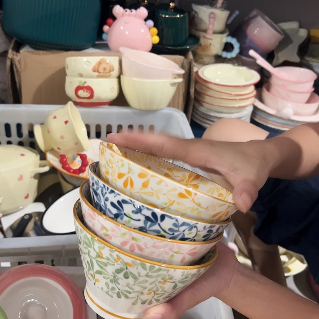 瓷片四季碗5寸4个微瑕