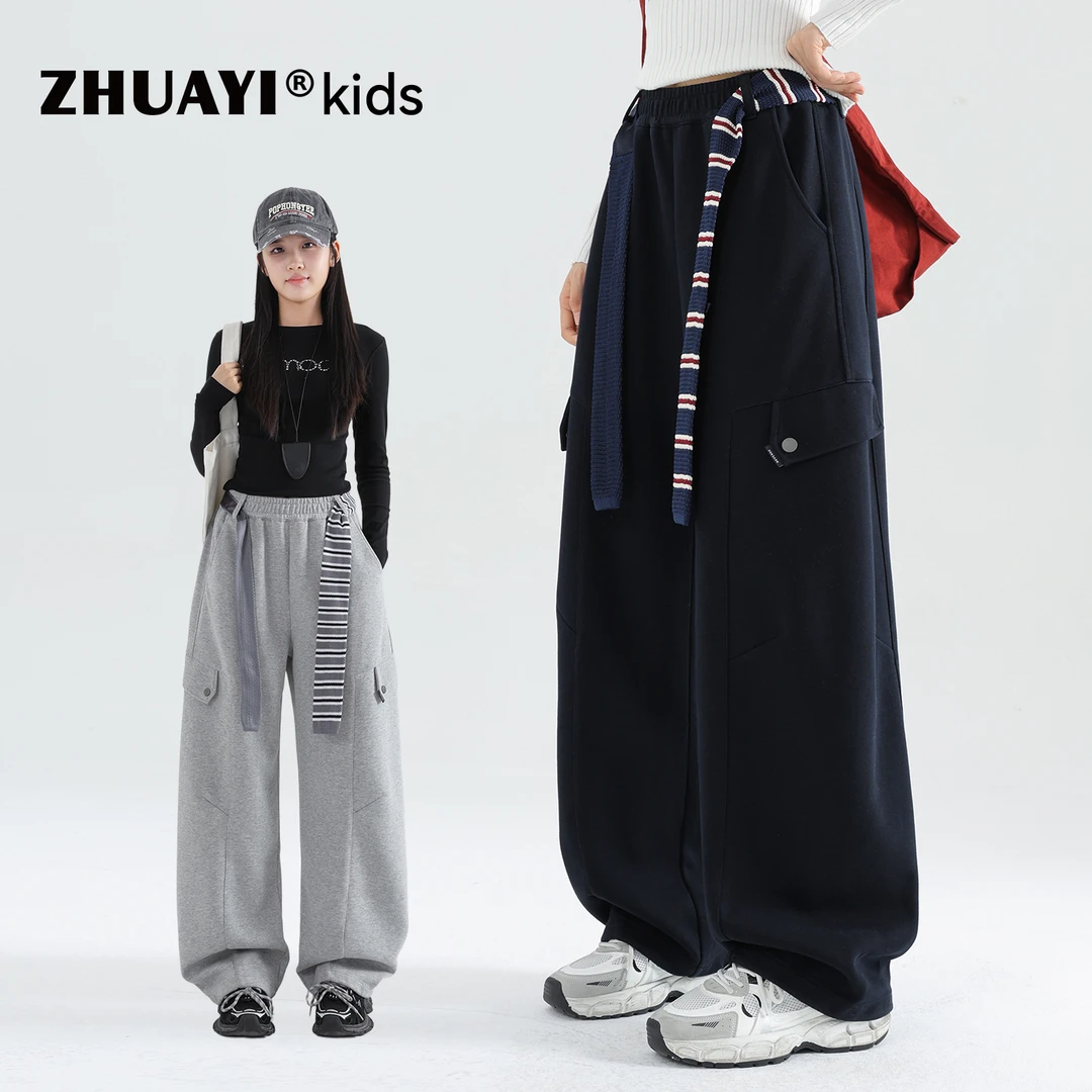 2025新款工装风休闲裤儿童针织卫裤百搭大童宽松裤子（25309382）4