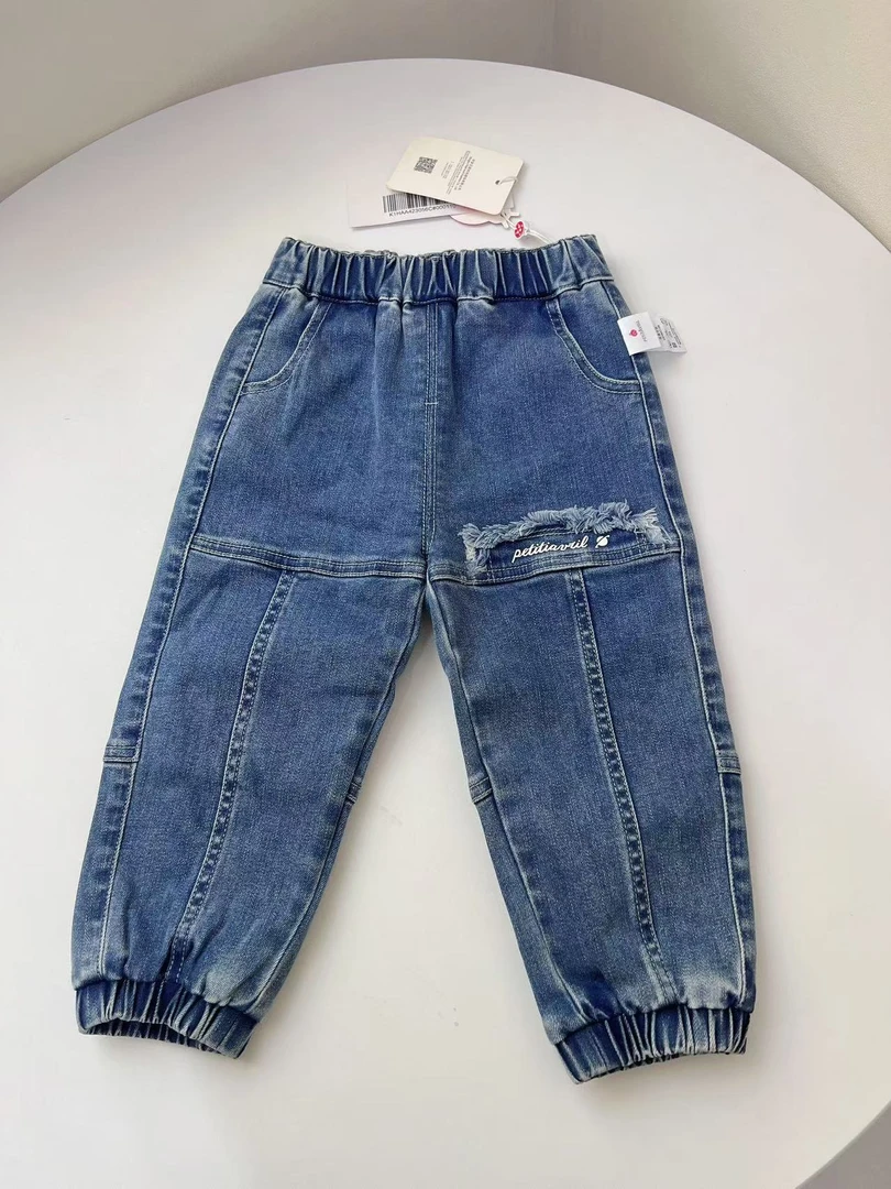 Petit Avril/贝甜儿童冬季加绒牛仔长裤4230