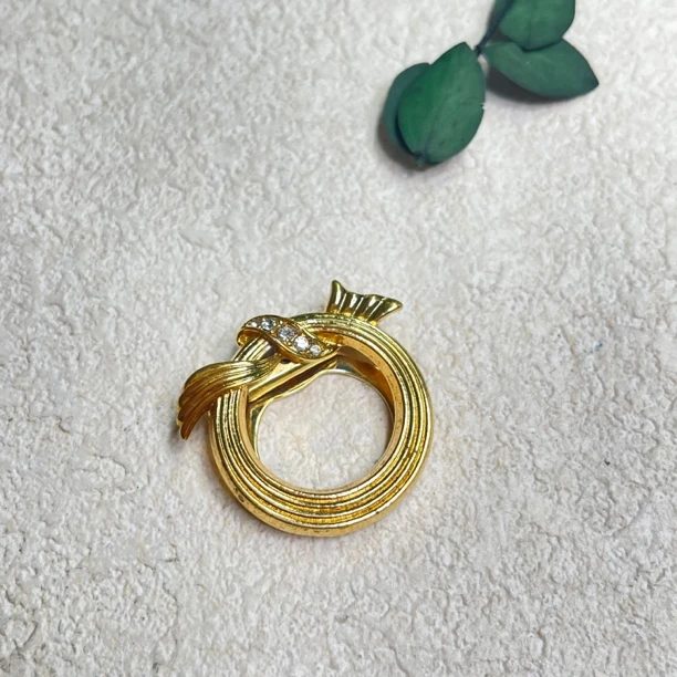 铜合金合成锆石吊坠 【六六中古】孤品复古丝巾扣吊坠两用ad4743