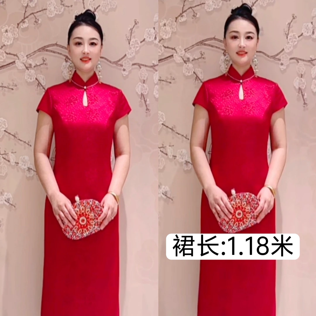 水滴领花开富贵高端礼服92028