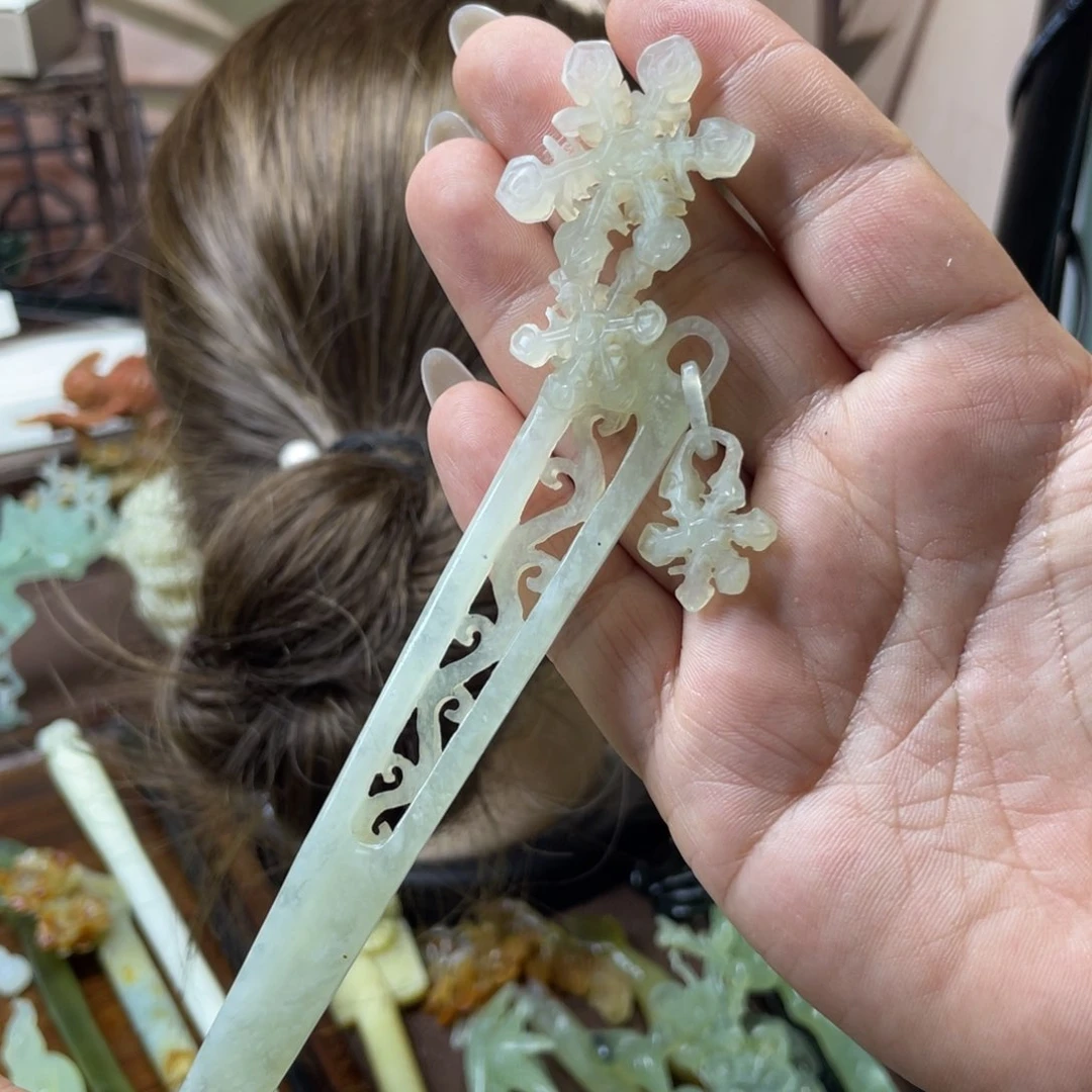 岫玉未镶嵌发饰可*爱