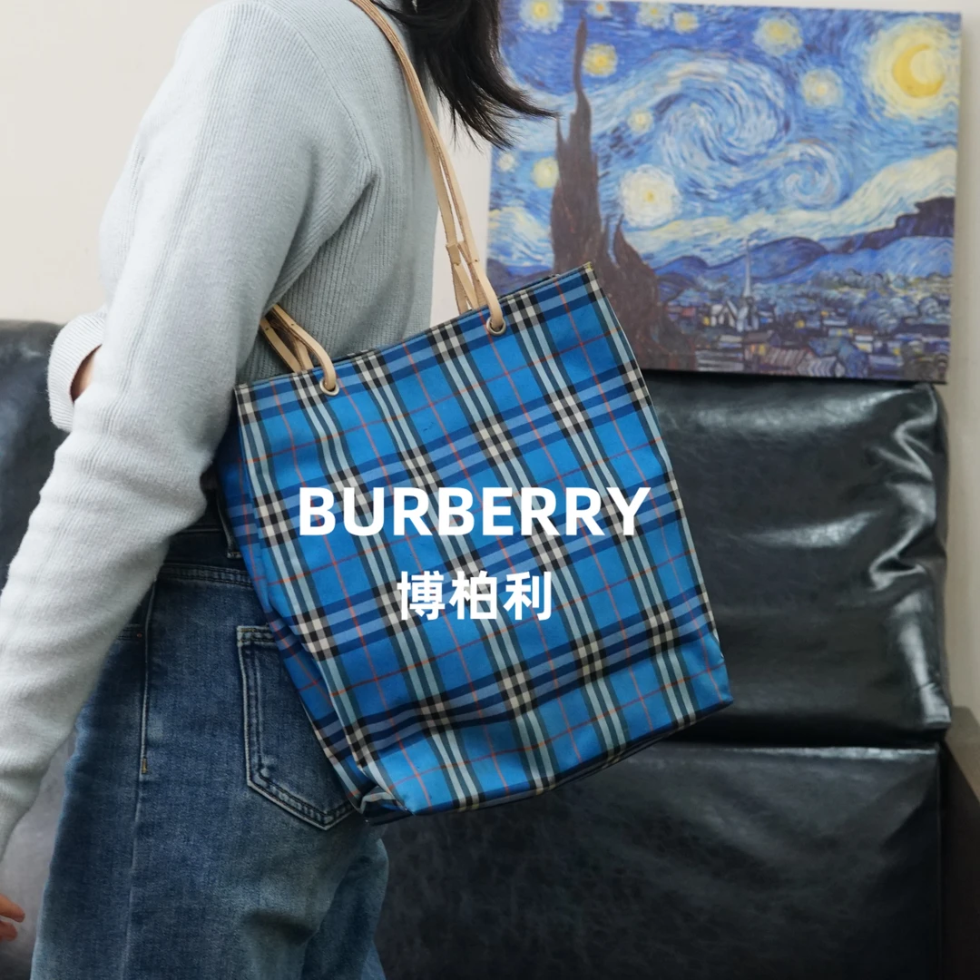 95新 BURBERRY/博柏利 巴宝莉/蓝色格纹单肩包/WJ02311529/1529