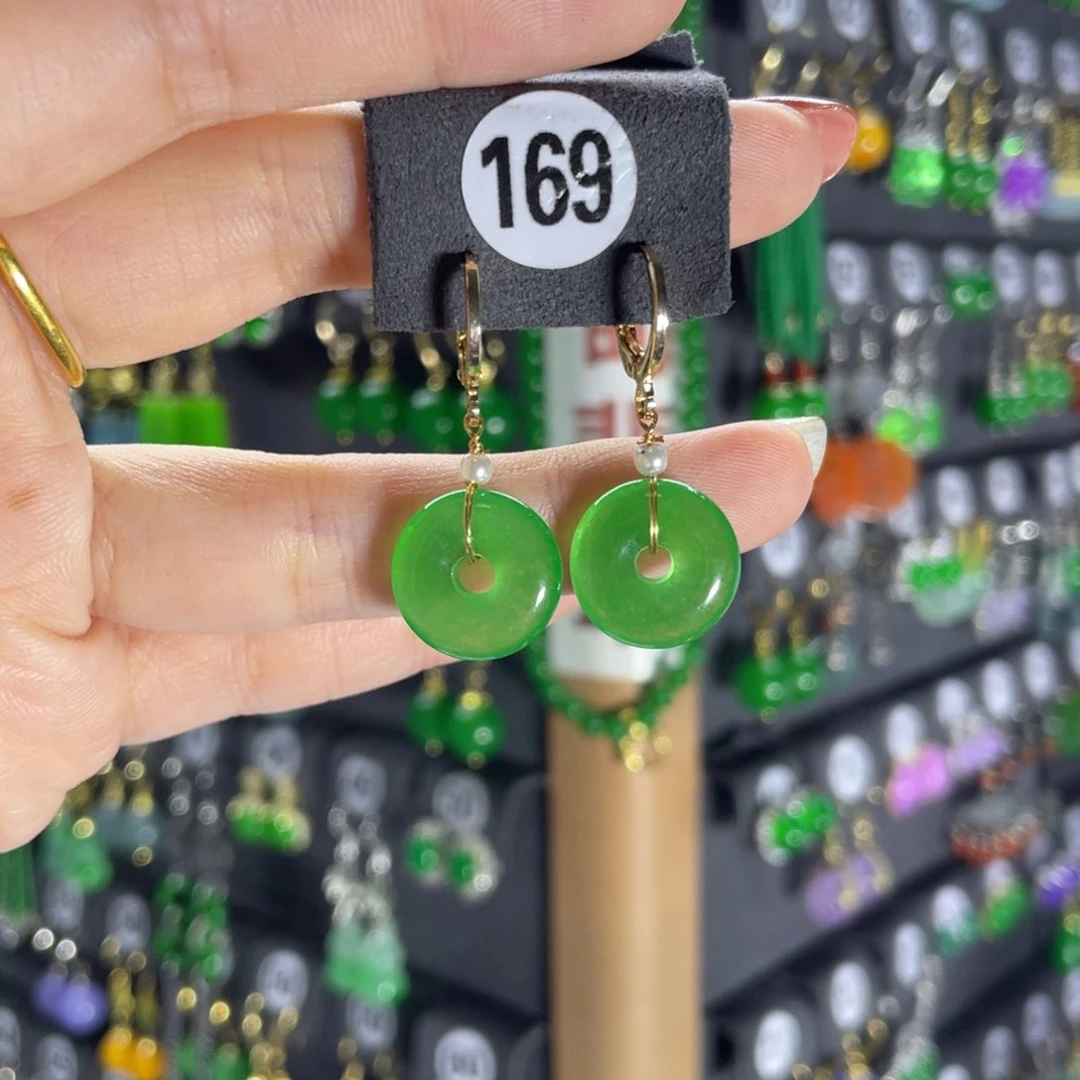 银S925镶嵌翡翠耳饰169