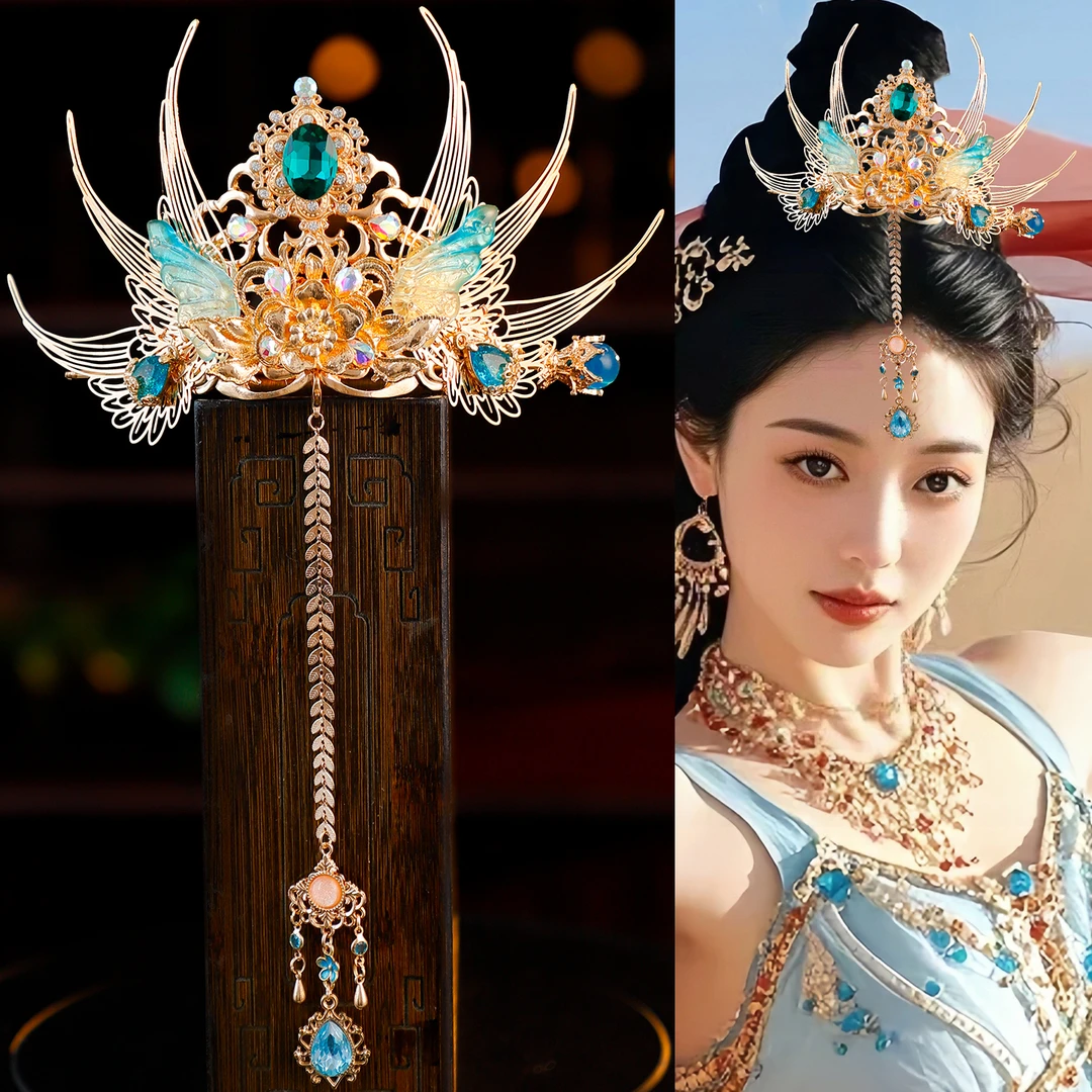 古风汉服头冠异域风头饰古装敦煌发冠额饰吊坠发钗束发古装配饰品